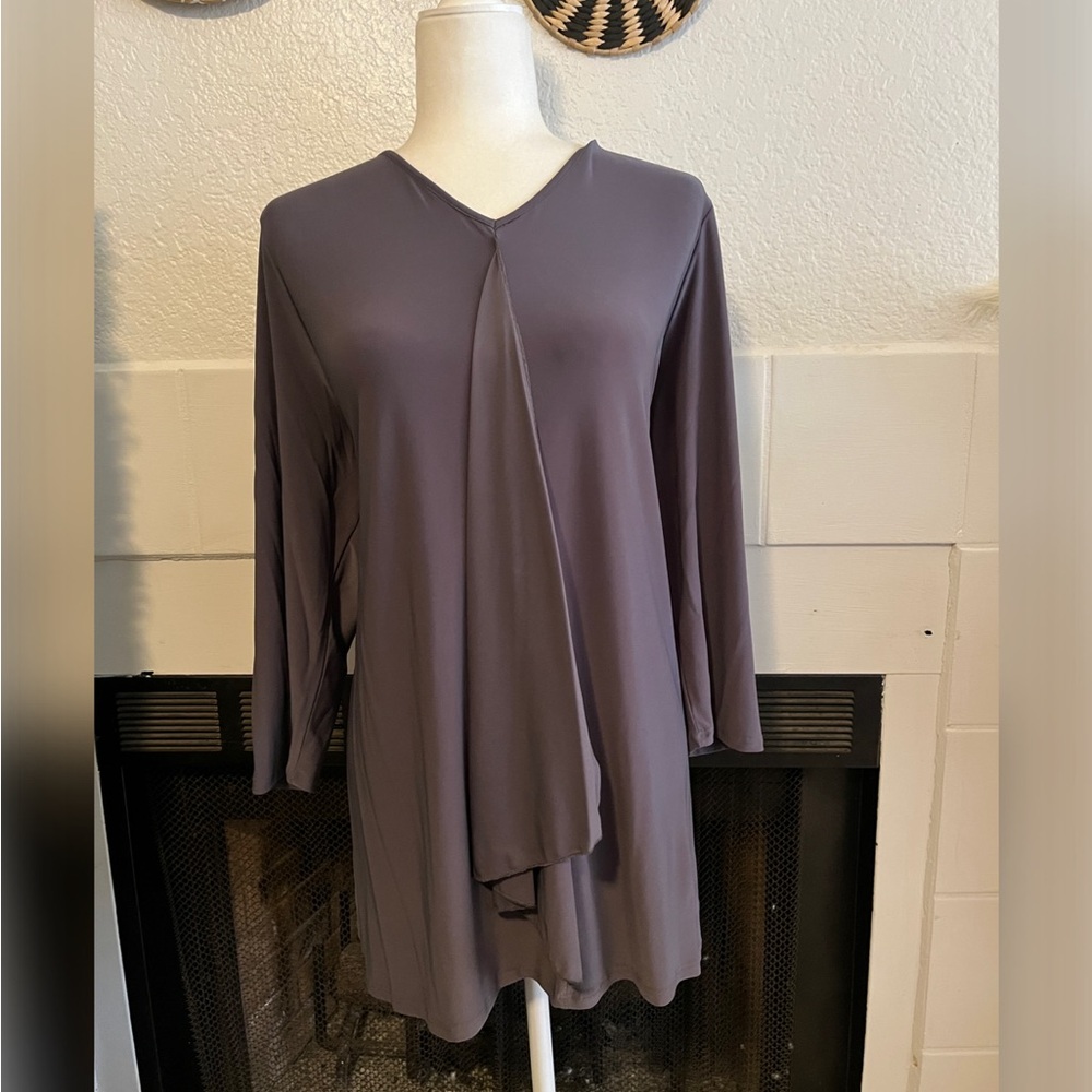 Elegant Gray Long Sleeve Blouse